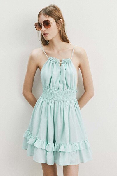 H&M Flared-skirt linen-blend dress