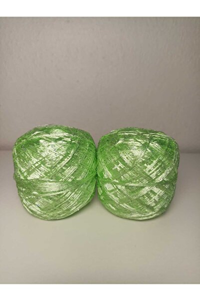kartopya Fıstık Yeşili Renkli Küçük Pullu Floş Pul İp 200 Gr(2x100 Gr)