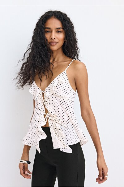 Stradivarius Printed ruffled top