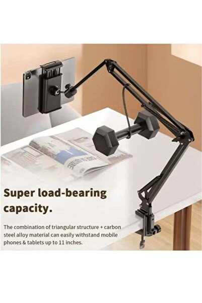 YoYoTech Foldable Long Arm Tablet Stand for Bed, Adjustable Phone Stand with 360 Degrees Rotation