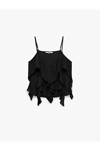 Koton V-Neck Sleeveless Flounce Chiffon Blouse