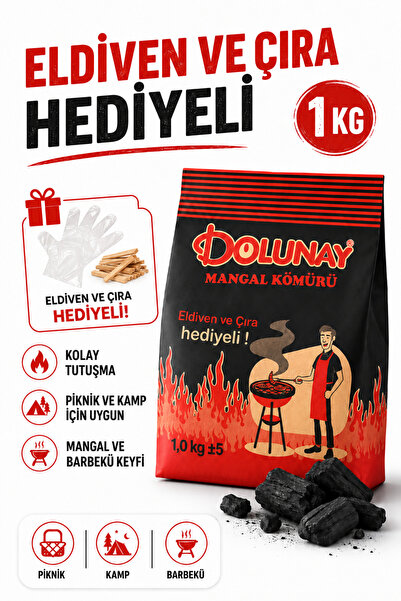 Arkhelais Mangal Kömürü 1 Kg - Barbekü Kömürü Piknik Kamp Kömürü Eldiven ve Ç...