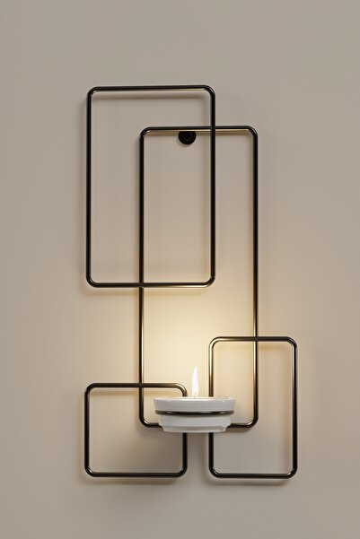 Dekula Tealight Şamdanlık Mum Duvar Şamdan Seramik Mumluk Askılı Siyah Metal ...