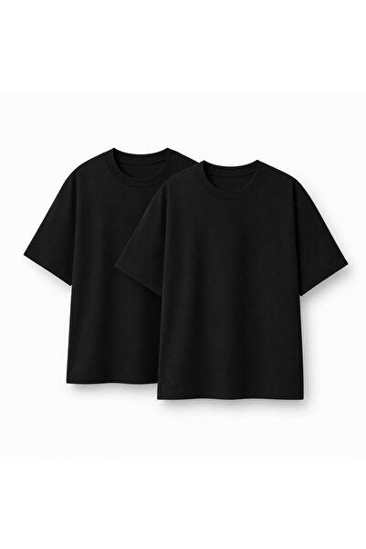 RF Studio Unisex Oversize Basic 100% Cotton T-Shirt 2-Pack |   Unprinted Soli...