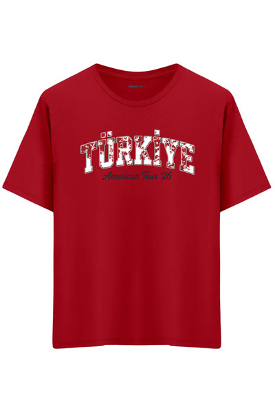 BetterThanCo Tricou oversize cu imprimeu Turcia și decolteu tip crewneck