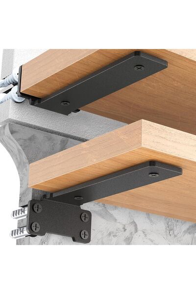 OEM Suport de raft de perete metalic rezistent set de 4 bucăți Negru 10 cm