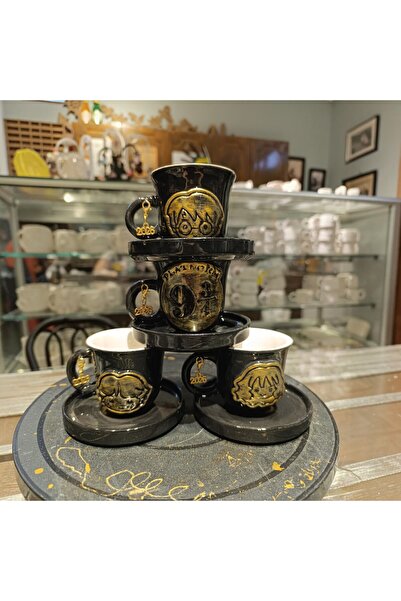BBL Bonita Bon Luxe طقم فناجين قهوة هاري بوتر مصنوع يدويًا ثلاثي الأبعاد منقو...