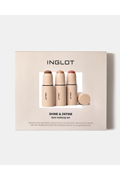 INGLOT Shine & Define Yüz Makyaj Seti – Işıltılı ve Belirgin Görünüm İçin 3’l...