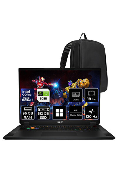 MSI Stealth 18 HX Intel Core Ultra 9-290HX Plus RTX 5080 16GB 150W 96GB RAM 5...