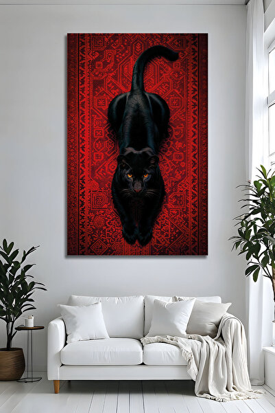 Parıltı Yayınları Pictură decorativă modernă 3D cu Pantera Neagră, din sticlă...