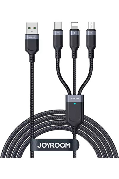 Joyroom S-1t3018a18 Πλεγμένο / LED USB σε Lightning / Type-C / micro USB 0.3μ...
