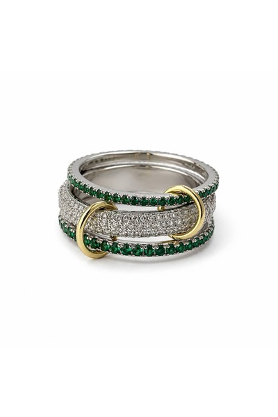 LEROSY CO. Special Series Emerald Gemstone Double Color Multiple Ring