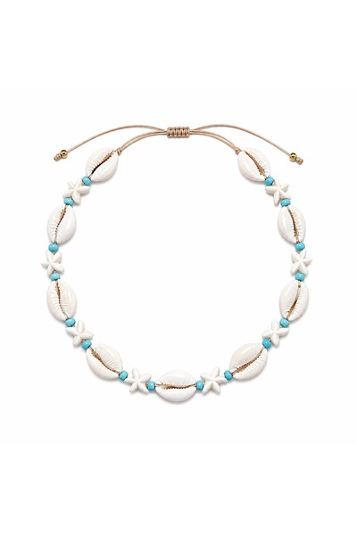 LEROSY CO. Bohemian Turquoise Seashell Necklace
