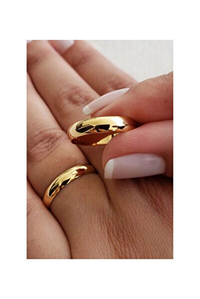 ALVEZAHB 4 MM 316 l Çelik Gold Filled Alyans