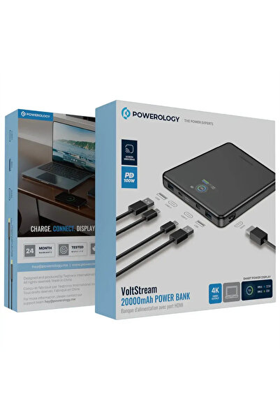 Powerology بنك طاقة فولت ستريم 20000 مللي أمبير أسود