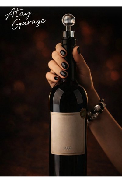 Atay Garage Luxury Metal Bottle Stopper - Wine and Olive Oil Stopper (Globe Model) 2 Pieces