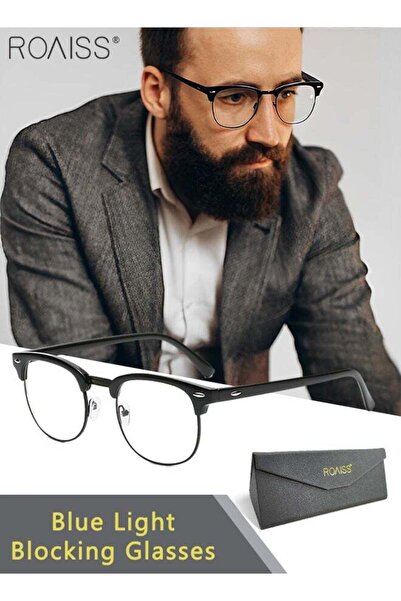ROAISS Retro Semi Rimless Blue Light Blocking Glasses Blue Light Filter Compu...