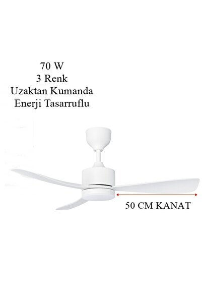 gaman Uzaktan Kumandalı 70W LED Aydınlatmalı Tavan Vantilatörü 3 Renk Aydınla...