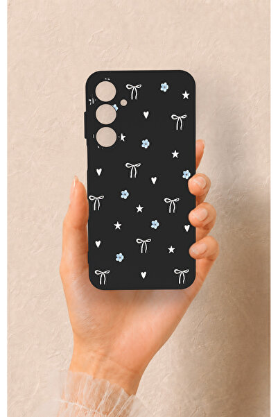 Vip Case Samsung A55 Uyumlu Mini Fiyonk Siyah Desenli Silikon Kılıf