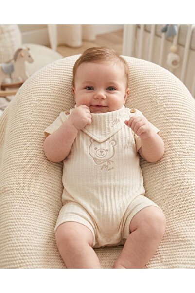 Ege Bebek Baby Boy Jacquard 100% Cotton Summer Jumpsuit with Scarf, 0-3-6-9 M...