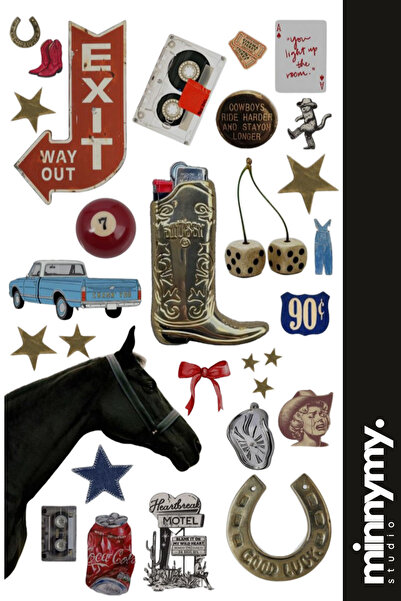 Minnymy Cowgirl Collection Sticker, Çıkartma, Ajanda, Günlük, Planlayıcı, Bul...