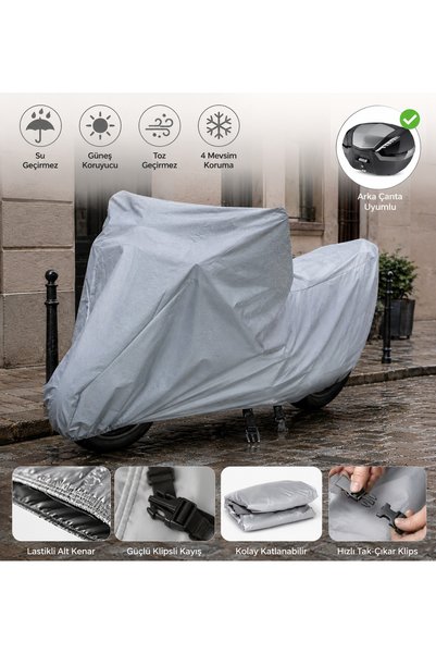 Generic Brand Honda Cbf 150 Compatible Motorcycle Tarpaulin Waterproof Rear Bag Compatible Full Protection Gray 2020-2026