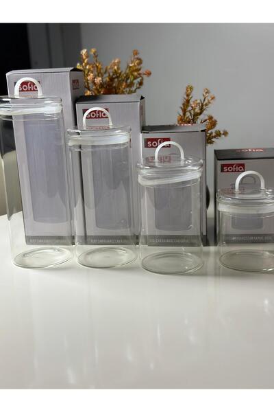 Sofia Ruby Vacuum Glass Lid 4-Piece Jar Set