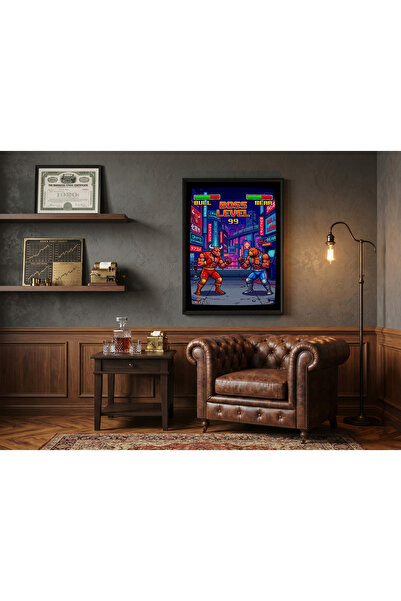 Bull Picks Retro Oyun Boğa Ayı Dövüşü Posteri | 80'ler Arcade Piksel Sanatı |...