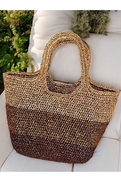 ARTTMACRAME Women's Hand-Knitted Bag, Floral Model Bag, Pearl Detailed Bag, S...