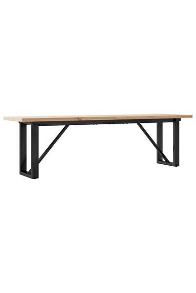 vidaxl Masă de cafea, cadru O, 160x40x45,5 cm, lemn masiv pin și Oţel