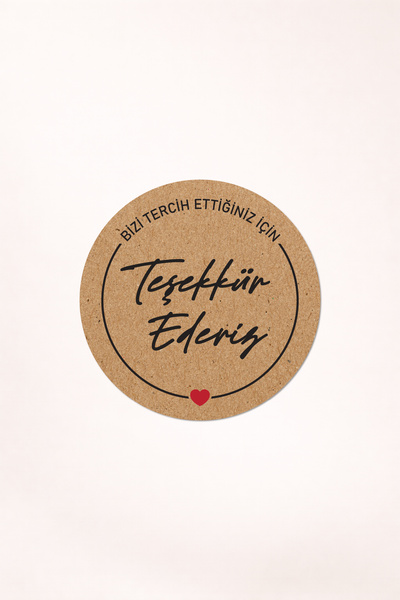 Teşekkür Kraft Sticker Etiket, (4x4cm 75 Adet)