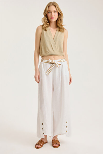 HomeStore Linen Cuffed Button Trousers