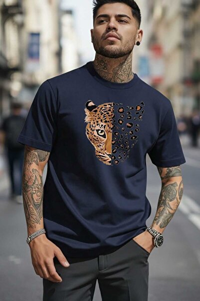 tkn your style Ανδρικό βαμβακερό μπλουζάκι με σχέδιο Lion Print