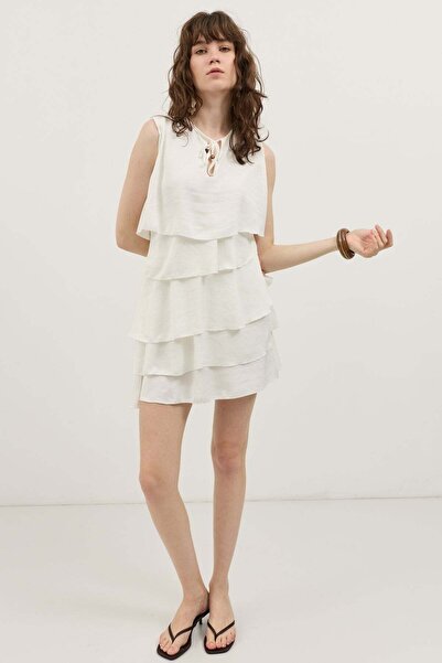 Antioch White Ruffled Women's Mini Dress