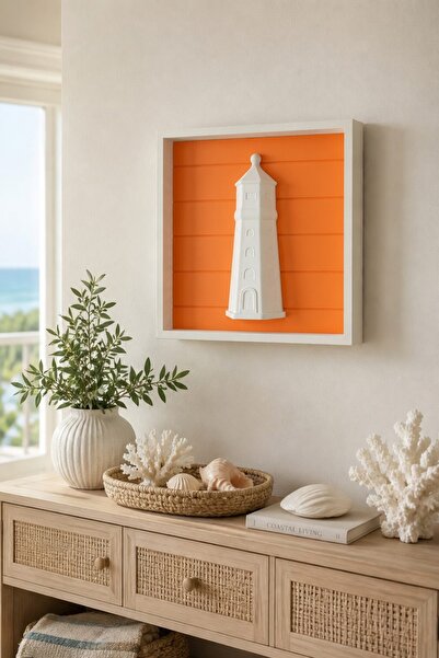 MYCRAFT3D 22x22 Deniz Feneri Çerçeveli Deniz Temalı Duvar Dekoru – Yazlık Ev,...