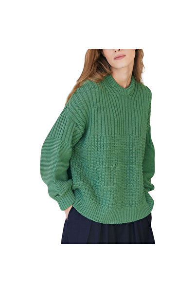 OEM Pulover Oversize pentru Femei cu Mâneci Bufante Vintage Stilat Verde XL