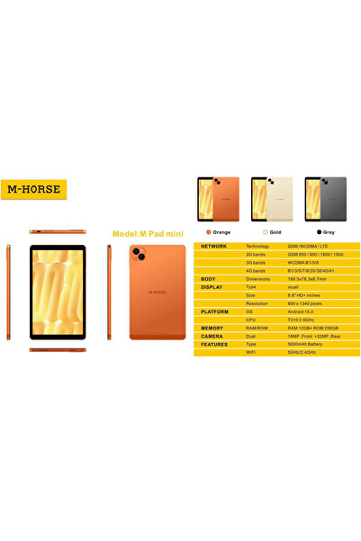 M HORSE تابلت M-HORSE A9 Mini بشريحة اتصال 4G – شاشة 8.8 بوصة HD+ – رام 12 جي...