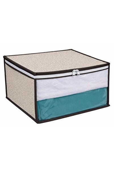 OEM Husă bej depozitare haine, 35x30x20 cm, cu fermoar și fereastră transparentă