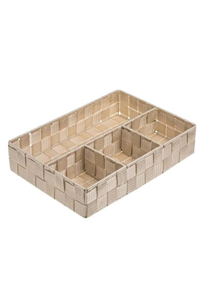 OEM Coș depozitare împletit tip ratan bej, organizator decorativ, 33x24x7cm