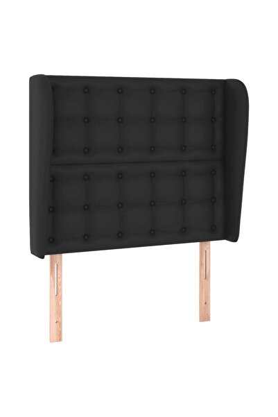 vidaxl Tăblie de pat cu aripioare, negru, 83x23x118/128 cm, piele