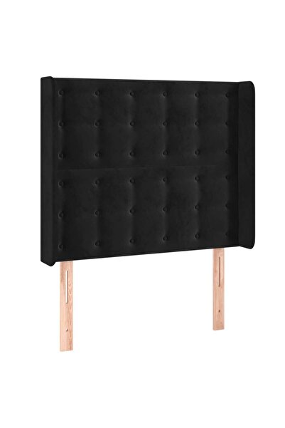 vidaxl Tăblie de pat cu aripioare, negru, 83x16x118/128 cm, catifea
