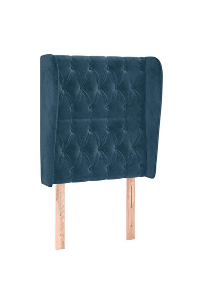 vidaxl Tăblie pat cu aripioare albastru închis 83x23x118/128cm catifea