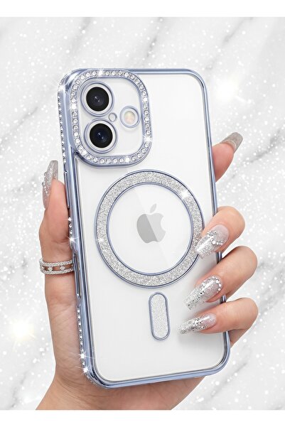 AKSEFİZZ iPhone 16 Plus Kılıf Parıltılı Pırlanta Işıltılı Lüks Tasarımlı Mags...