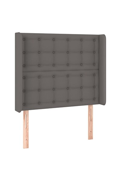 vidaxl Tăblie de pat cu aripioare, gri , 83x16x118/128 cm, piele