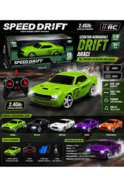 DoruCO 2.4GHz Uzaktan Kumandalı Drift Arabası Işıklı Sesli RC Yarış Aracı 3+ Yaş