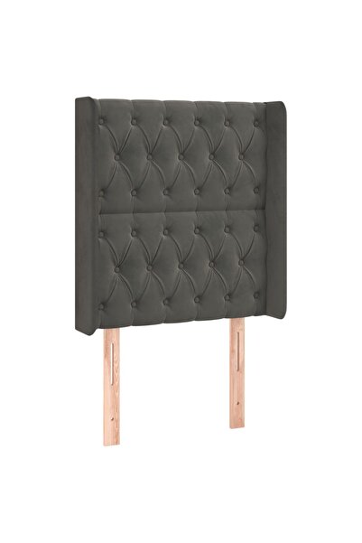 vidaxl Tăblie de pat cu aripioare gri închis 83x16x118/128 cm catifea