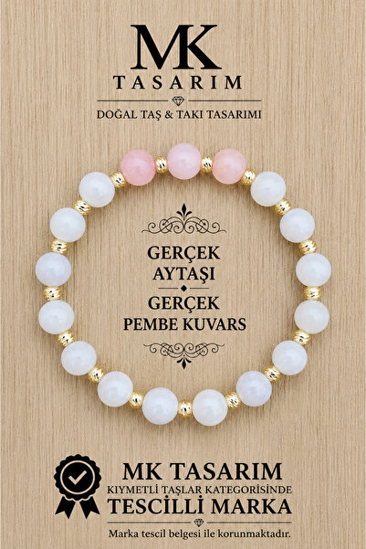 MK tasarım Real Moonstone Real Pink Quartz Bracelet Mk.7000.834- Comfort-Peac...