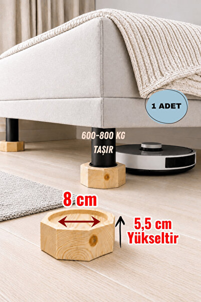 iDekor Robot Süpürge İçin Doğal Ahşap Baza Yükseltici ” 5,5 cm Yükseltir, Çap...