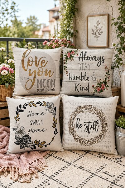 EVPANYA Home Sweet Home Set od 4 navlake za jastuke sa uzorkom
