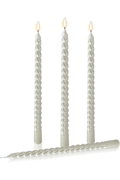 The Bros Taper Candles, 4 Pack Unscented 10 Inch Dinner Candle Set, Glossy Me...